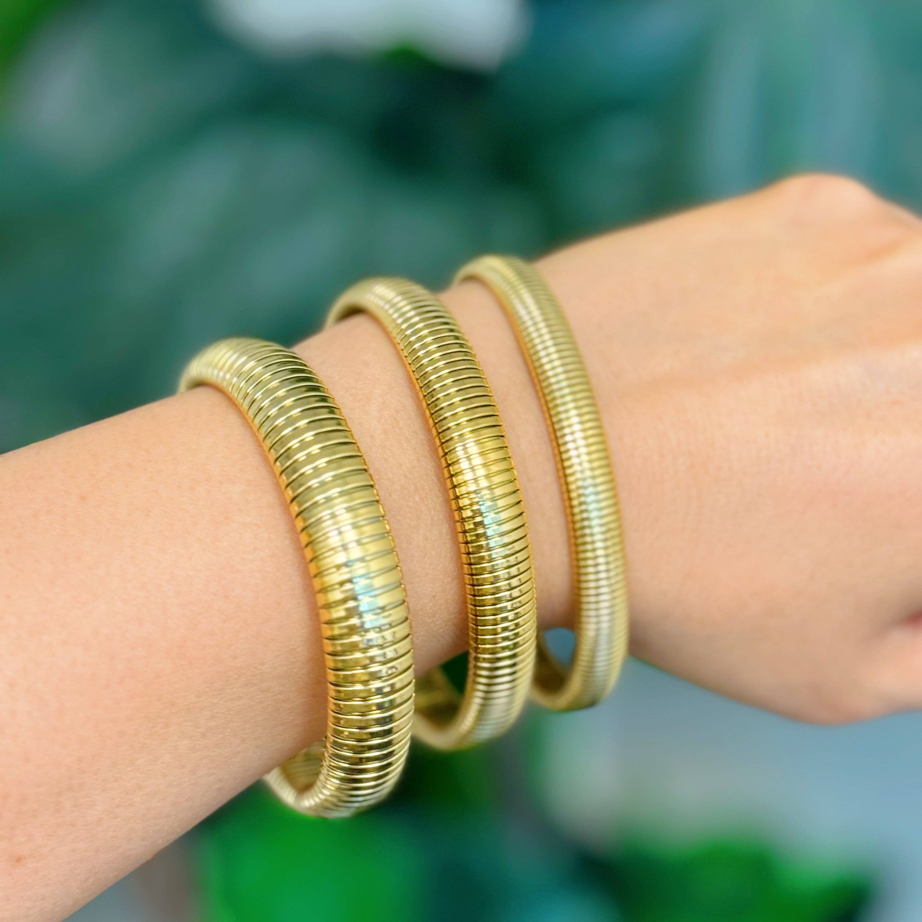 Spring Type Bangle Golden Spring Soft Bangle Bracelet – Living Well