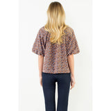 Floral Print Tie Front Top