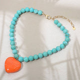 Resin Heart Charm Necklace