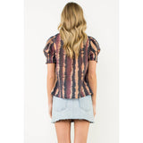 Tie Dye Split Neck Top