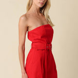 Louise Strapless Belted Romper