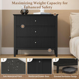 Large Fluted 3 Drawer Dresser, Modern Nightstand Cabinet