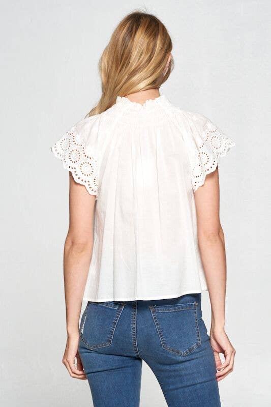 EYELET EMBROIDERY TOP