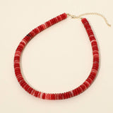 Flat Resin Disc Beaded Necklace