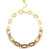 Multi-Color Resin Oval Links Collar Necklace