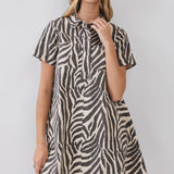 Zebra Print Button Down Dress