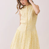 Sleeveless Eyelet Lace Button Front Dress