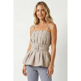 Buckle Pleated Sleeveless Top