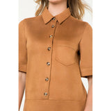 Short Sleeve Suede Dress