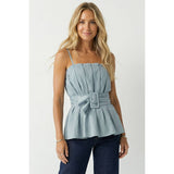 Buckle Pleated Sleeveless Top