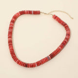 Flat Resin Disc Beaded Necklace