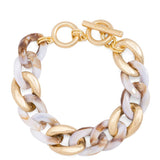 Marbled Beige Mixed Curb Chain Bracelet