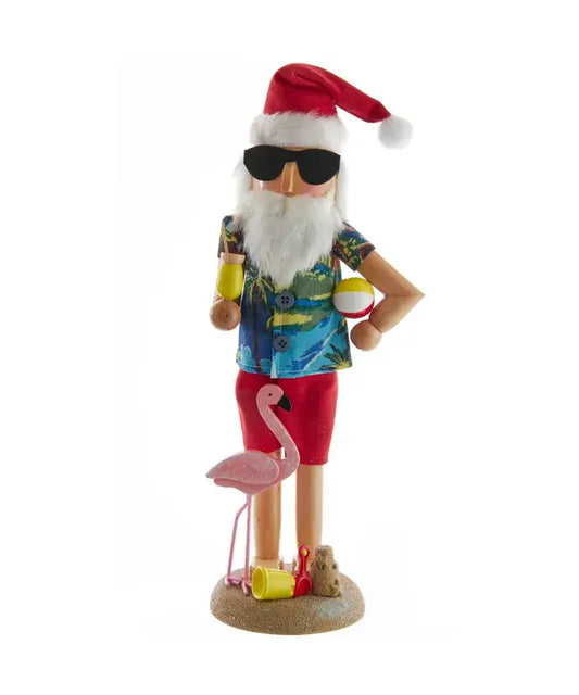 15“ Beach Flamingo Santa Nutcracker