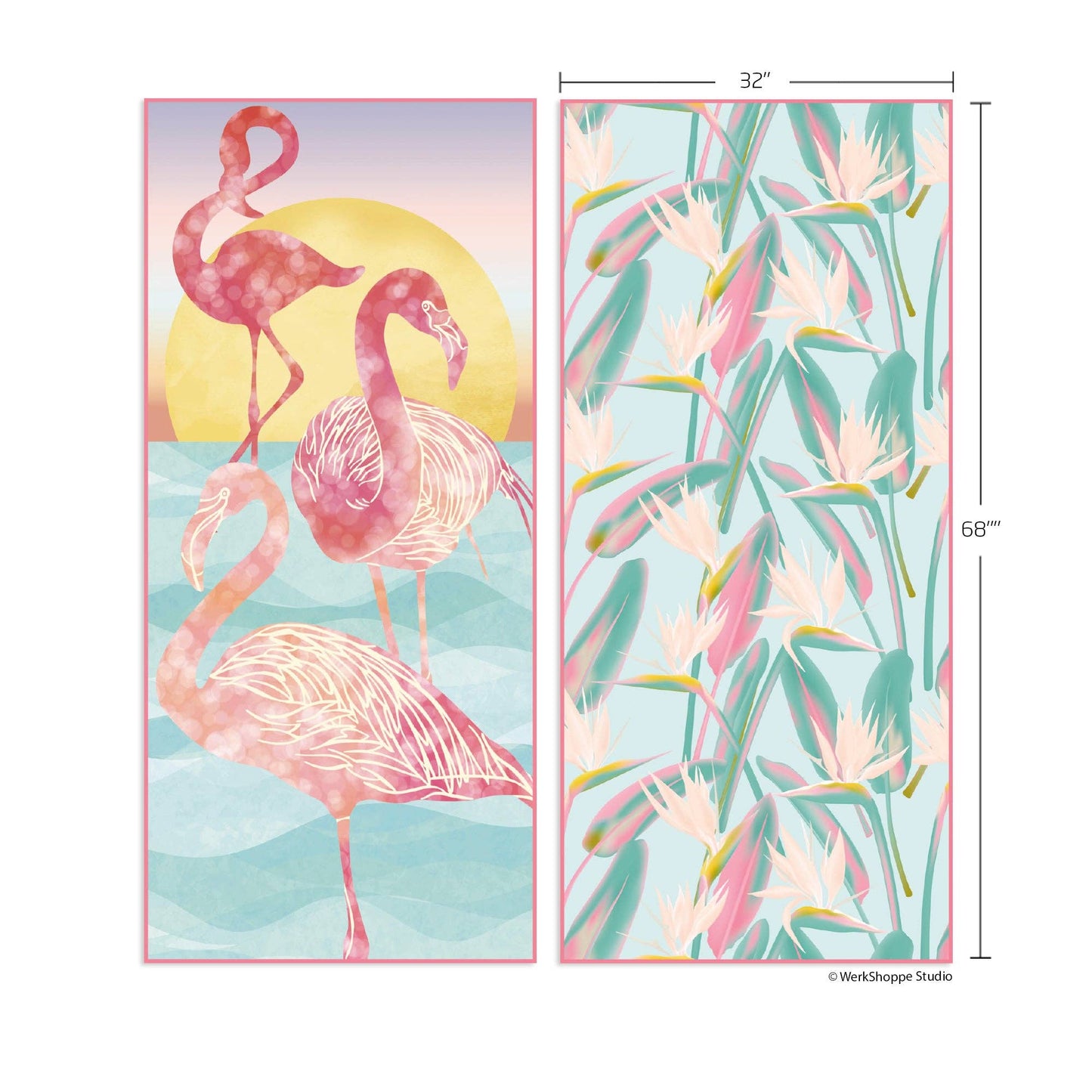Flamingo Sunset  Microfiber Beach Towel