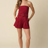 Louise Strapless Belted Romper