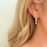 Pearl Accent Hoop Earrings