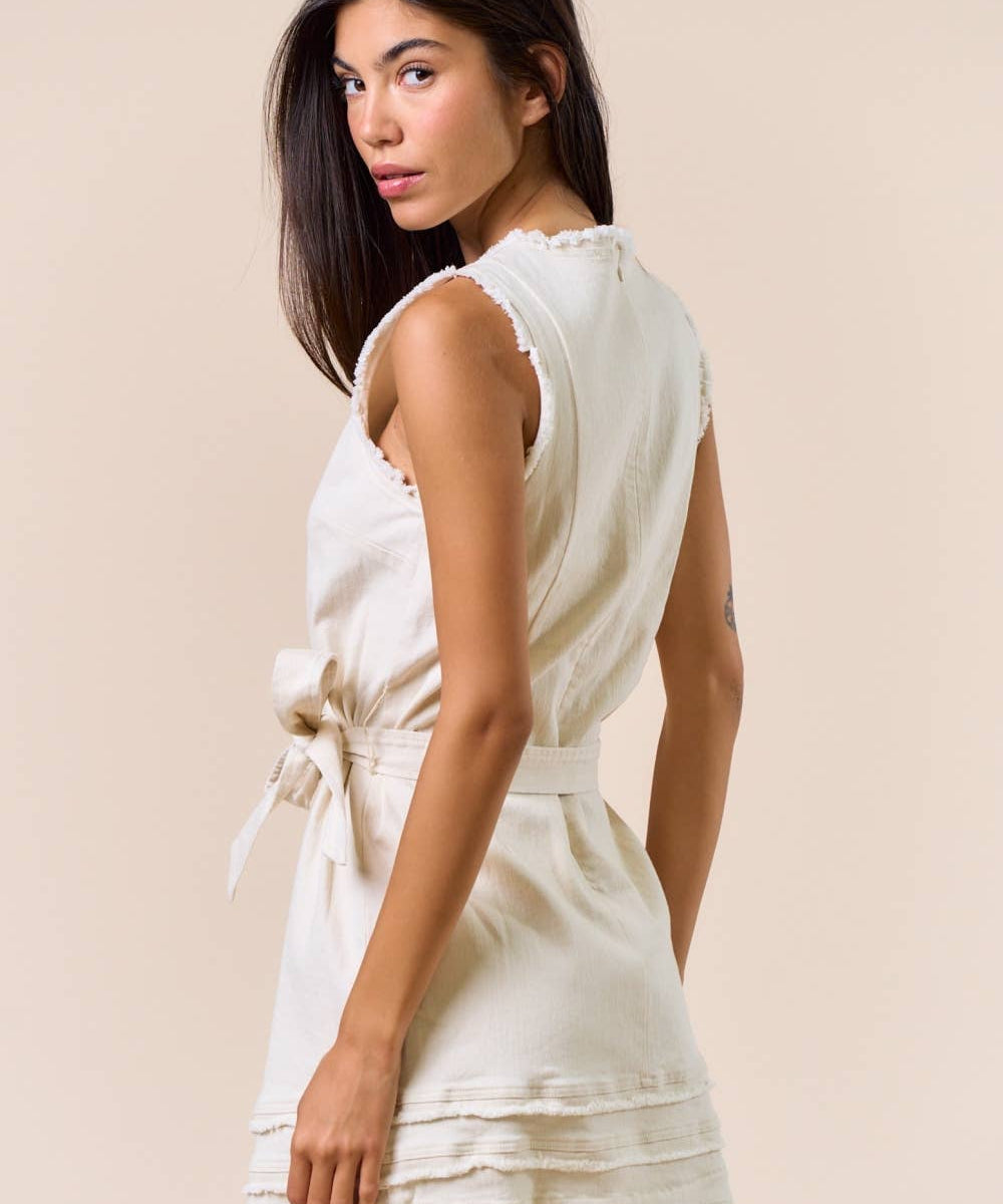 Frayed Trim Dress