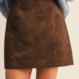 Faux Suede Vertical Seam Mini Skirt