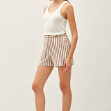 STRIPED LINEN  SHORTS