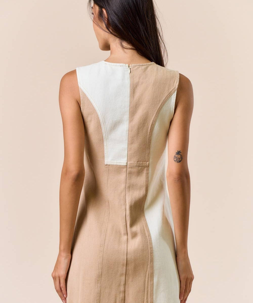 ColorBlock Denim  Dress