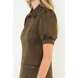 Olive Suede Short Sleeeve Dress