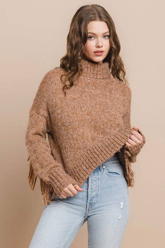 Fringe Turtleneck Sweater