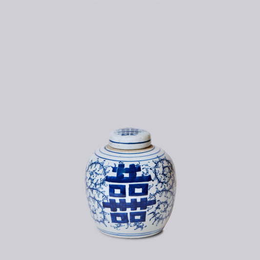 Porcelain Double Happiness Round Storage Jar