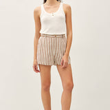 STRIPED LINEN  SHORTS