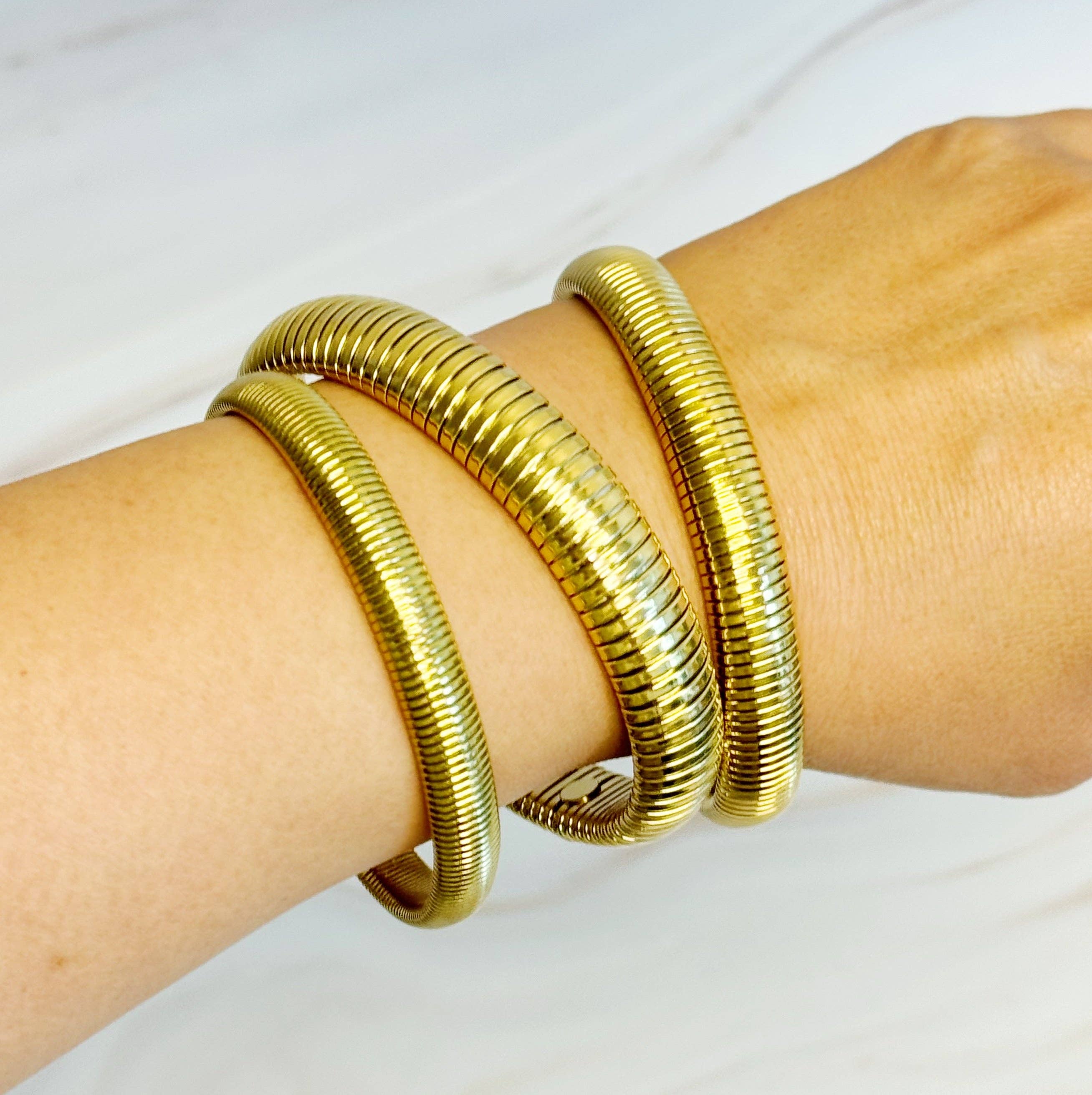 Spring Type Bangle Golden Spring Soft Bangle Bracelet – Living Well