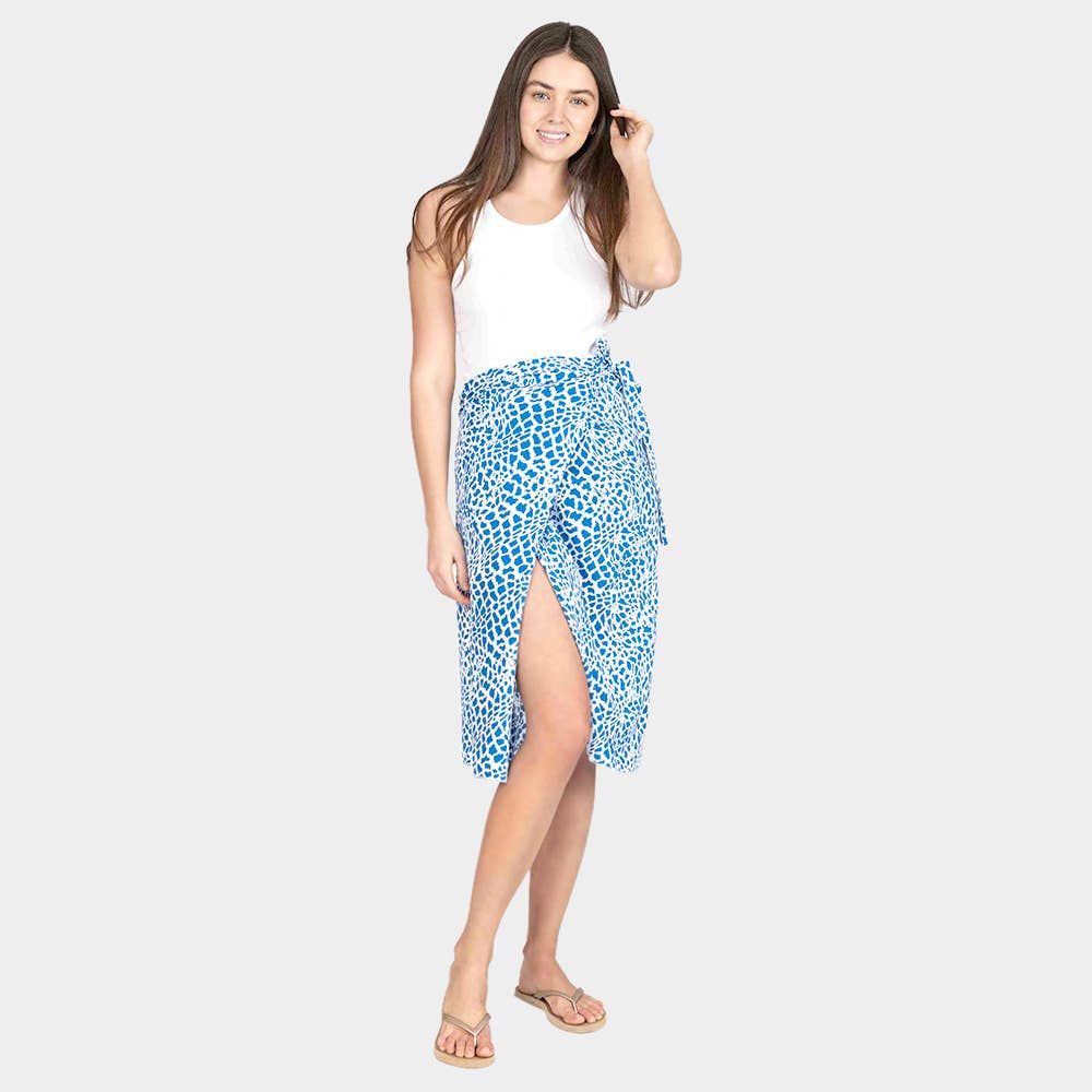 Animal Patterned Midi Wrap Skirt