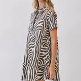 Zebra Print Button Down Dress