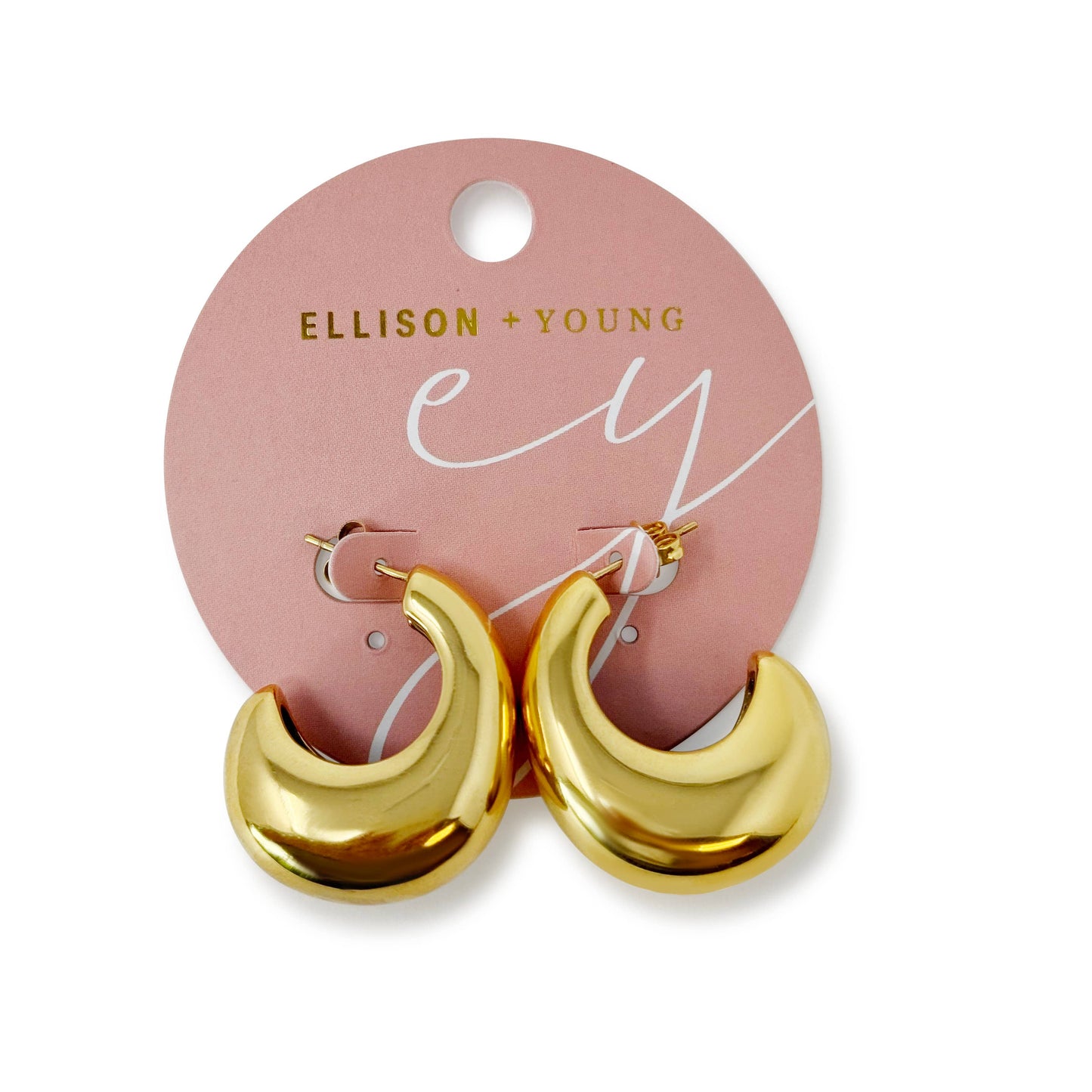 Crescent Halo Golden Hoop Earrings