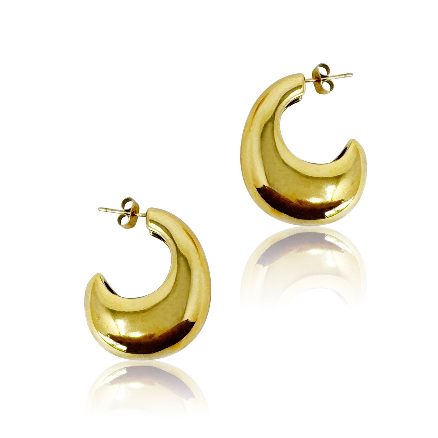 Crescent Halo Golden Hoop Earrings