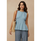 Pleated Peplum Sleeveless Top