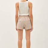 STRIPED LINEN  SHORTS