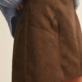 Faux Suede Vertical Seam Mini Skirt