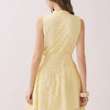 Sleeveless Eyelet Lace Button Front Dress