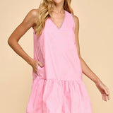 Dropped Waist Poplin Dress