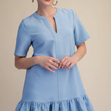V-Neck Drop Waist Flare Hem Mini Dress