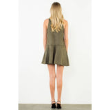 Sleeveless Suede Dress With Stripe Detail