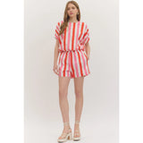 Striped High Waist Short Set