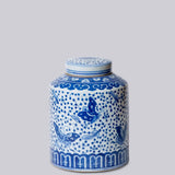 Deco Butterfly Blue and White Porcelain Canister