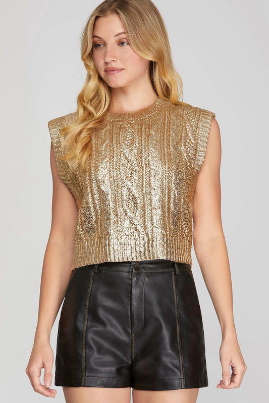 Metallic Crop Sweater