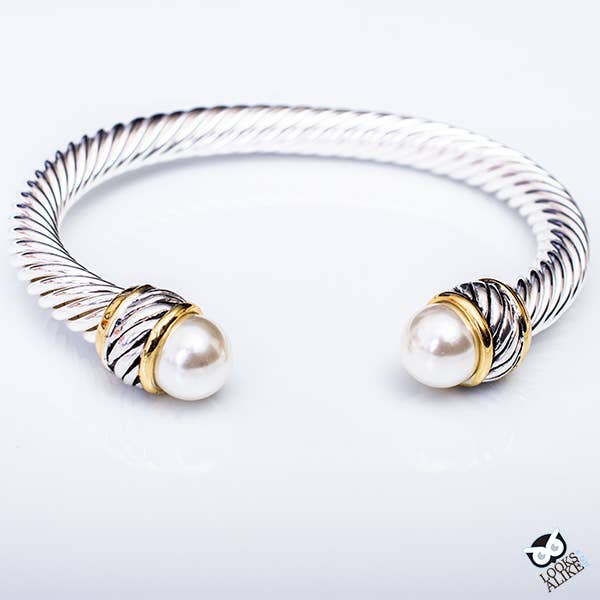 Dressy Pearl Cable Bangle