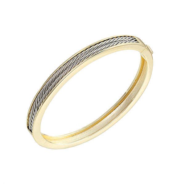 Silver/Gold Cable Hinged Bangle