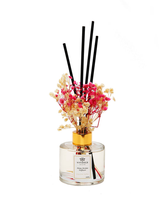 Clear Bottle Diffuser with White and Pink Flowers