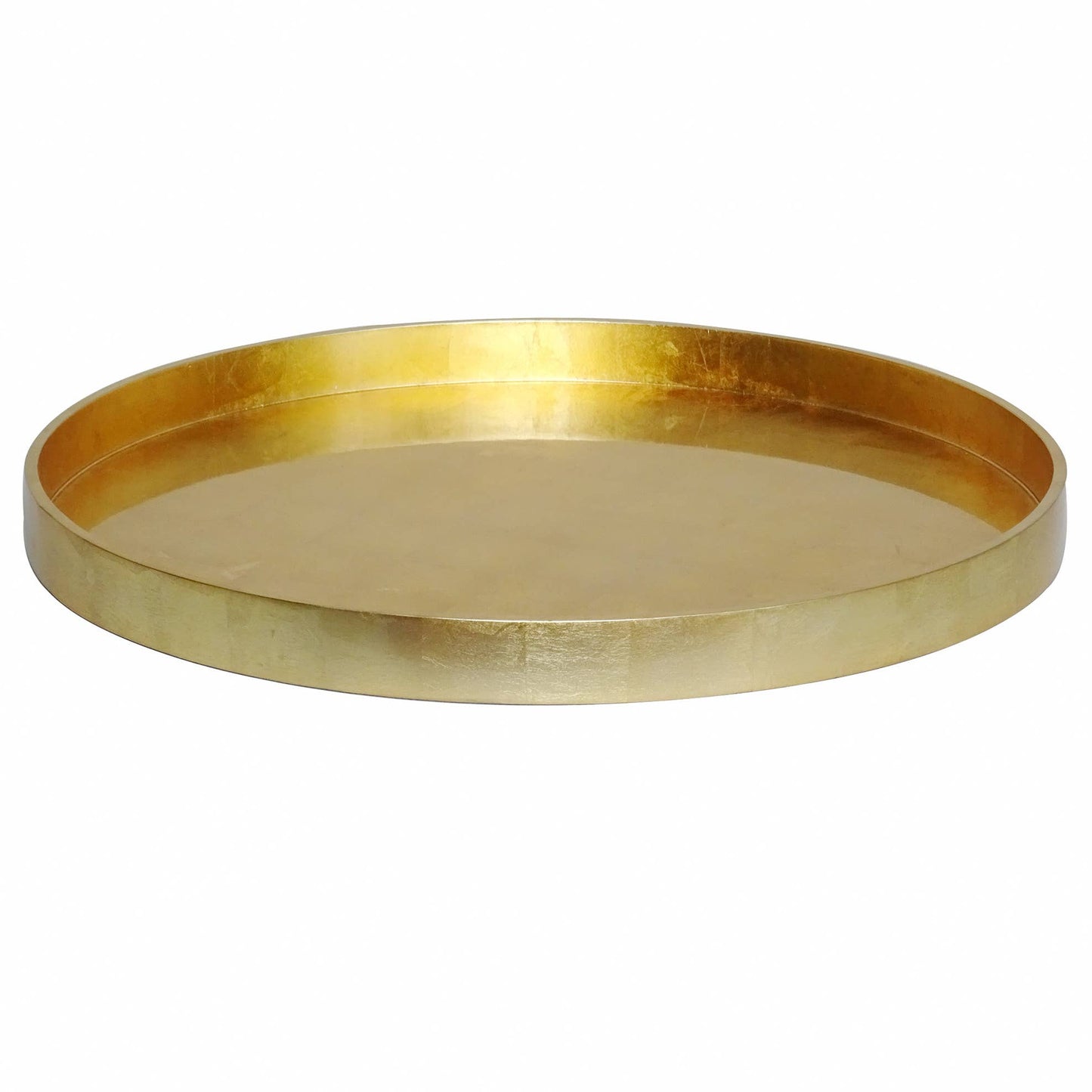 Lg. Gold Leaf Lacquer Round Serving Tray