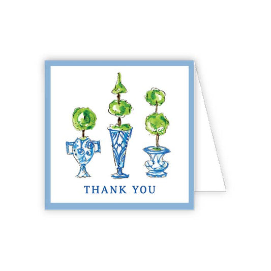 Thank You Handpainted Topiaries in Blue Pots Enclosure Card