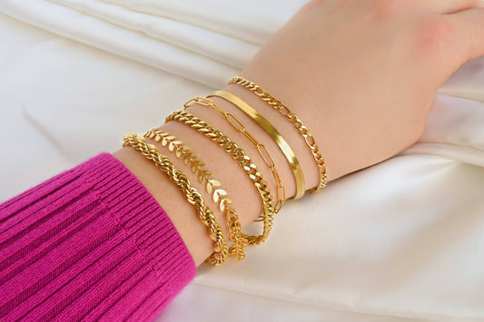 Bold 18k Gold Bracelets - Waterproof Thick Chain Bracelets: Rope