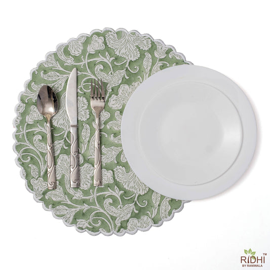 Sage Green Table Decor Cotton Round Place Mats